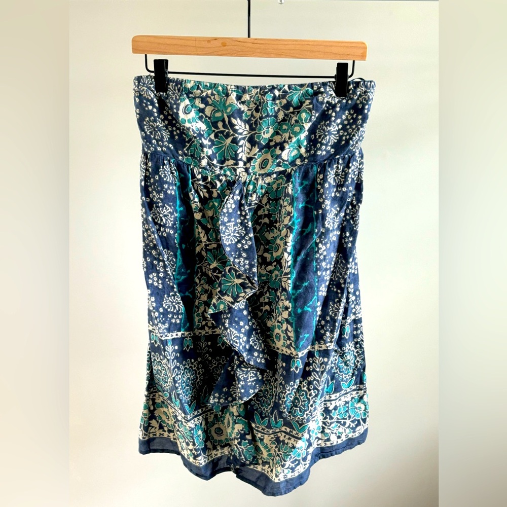 Blue Patterned American Eagle Strapless Dress Size 8